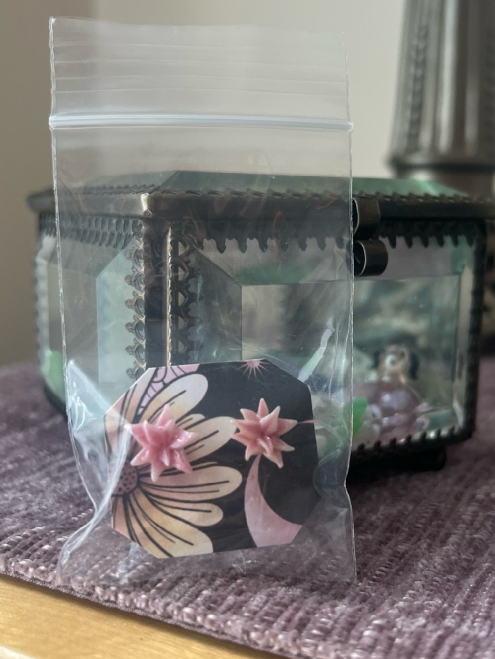 Hand Crafted Pink Floral Earrings